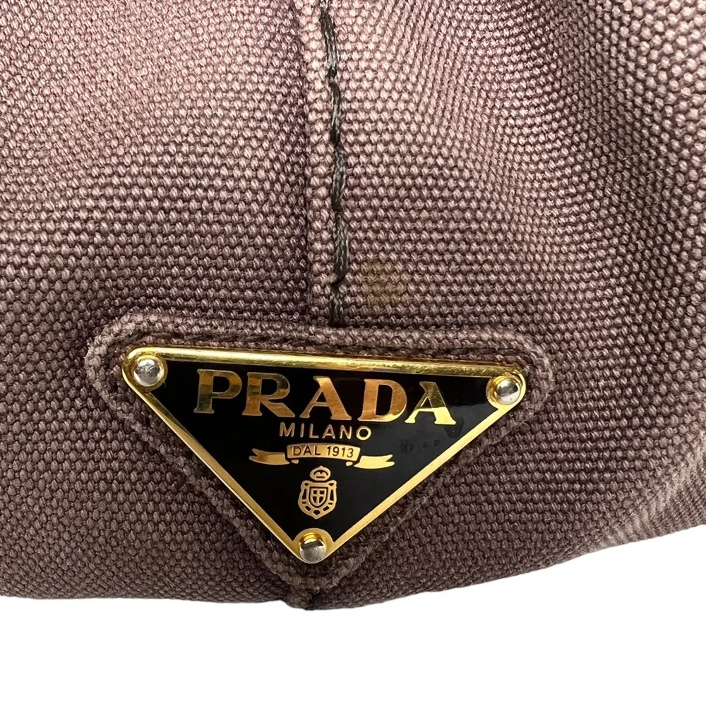 PRADA Canapa Brown Canvas Fabric Removable Crossbody Strap Tote Authentic Japan - Picture 8 of 16